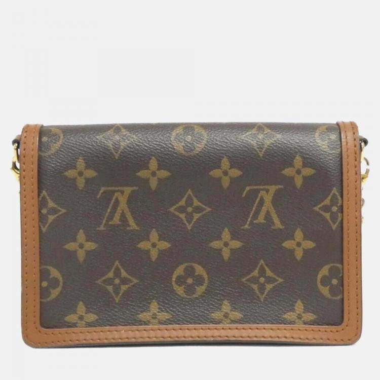 Pre Owned Louis Vuitton Dauphine Brown Reverse Monogram Chain Wallet