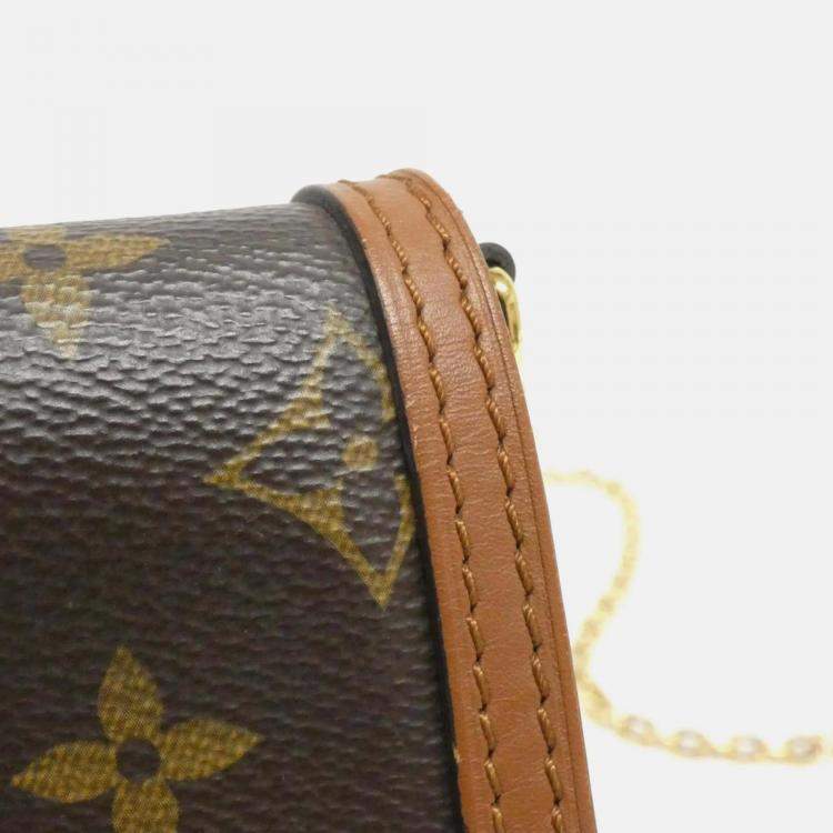 Pre Owned Louis Vuitton Dauphine Brown Reverse Monogram Chain Wallet