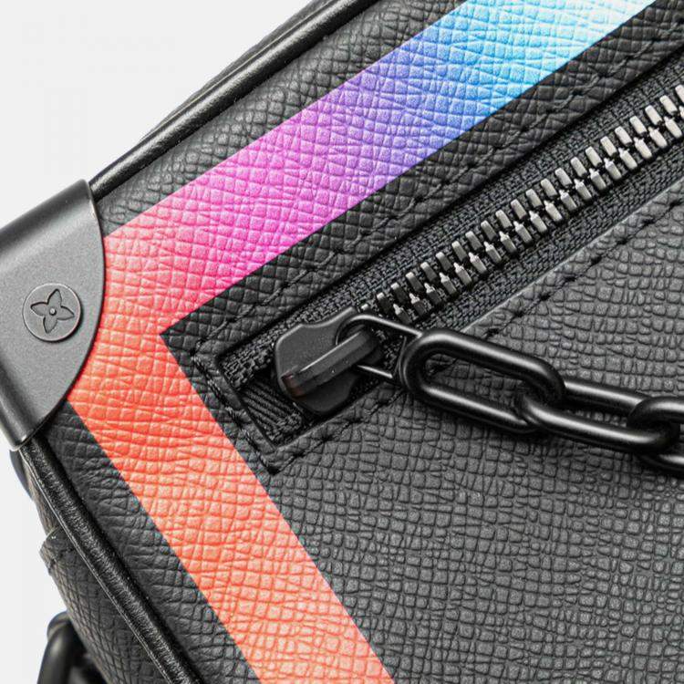 Pre Owned Louis Vuitton Soft Trunk Mini Black Rainbow Taiga Leather Shoulder Bag