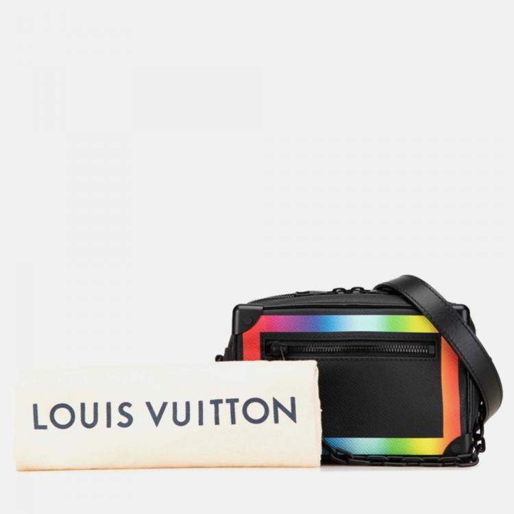 Pre Owned Louis Vuitton Soft Trunk Mini Black Rainbow Taiga Leather Shoulder Bag