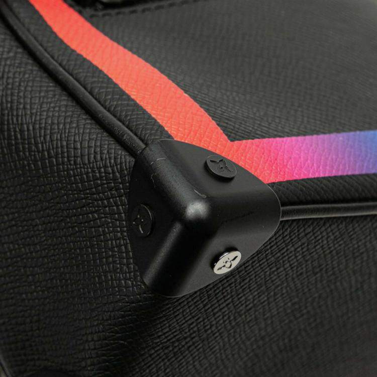 Pre Owned Louis Vuitton Soft Trunk Mini Black Rainbow Taiga Leather Shoulder Bag