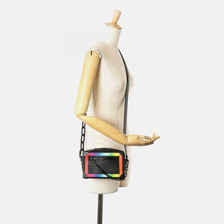 Pre Owned Louis Vuitton Soft Trunk Mini Black Rainbow Taiga Leather Shoulder Bag