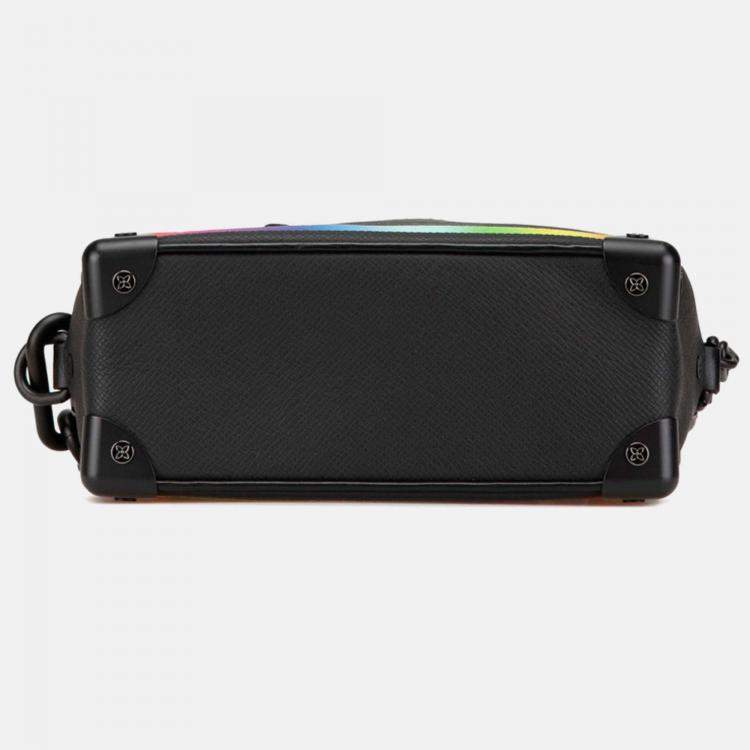 Pre Owned Louis Vuitton Soft Trunk Mini Black Rainbow Taiga Leather Shoulder Bag