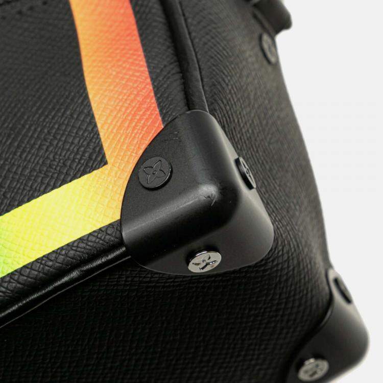 Pre Owned Louis Vuitton Soft Trunk Mini Black Rainbow Taiga Leather Shoulder Bag
