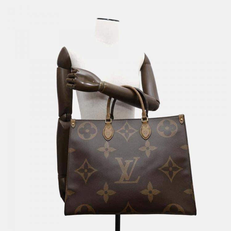 Pre Owned Louis Vuitton OnTheGo GM Monogram Reverse Giant Canvas Tote Bag