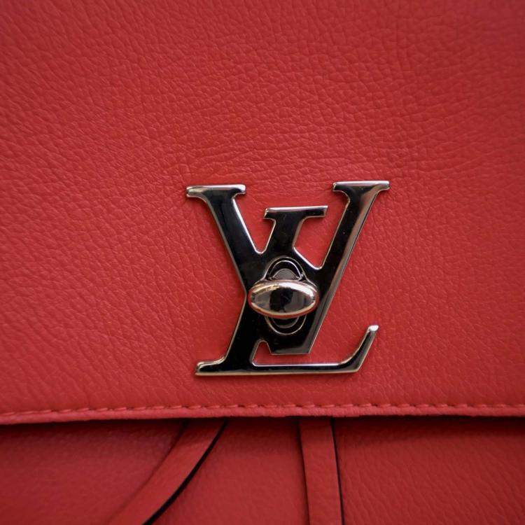 Pre Owned Louis Vuitton Lockme Red Calfskin Backpack