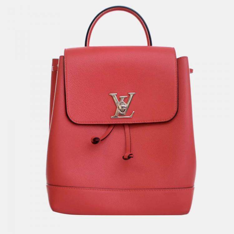 Pre Owned Louis Vuitton Lockme Red Calfskin Backpack