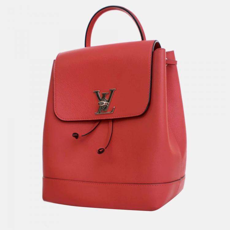 Pre Owned Louis Vuitton Lockme Red Calfskin Backpack