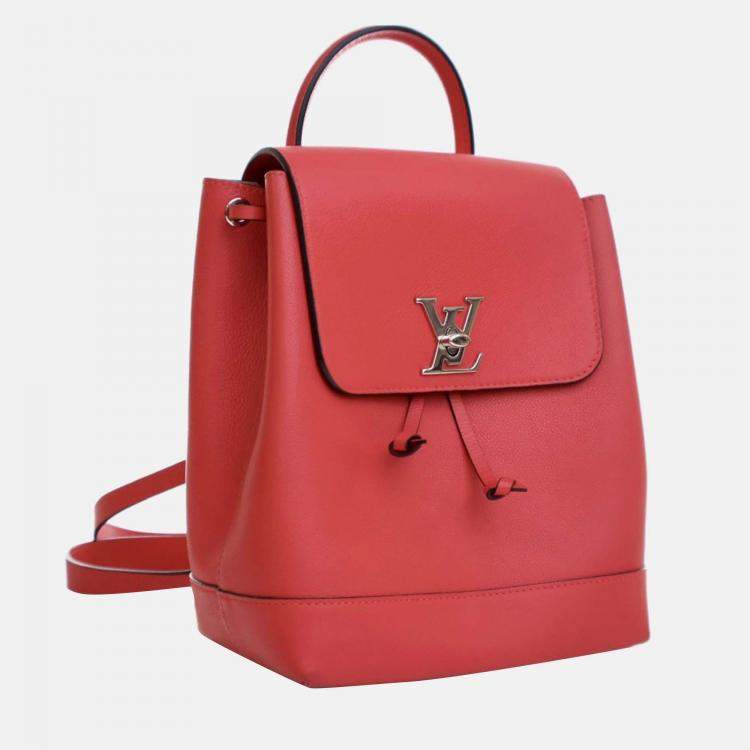 Pre Owned Louis Vuitton Lockme Red Calfskin Backpack