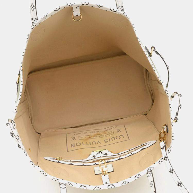 Pre Owned Louis Vuitton Neverfull MM Khaki Monogram Giant Canvas Tote Bag