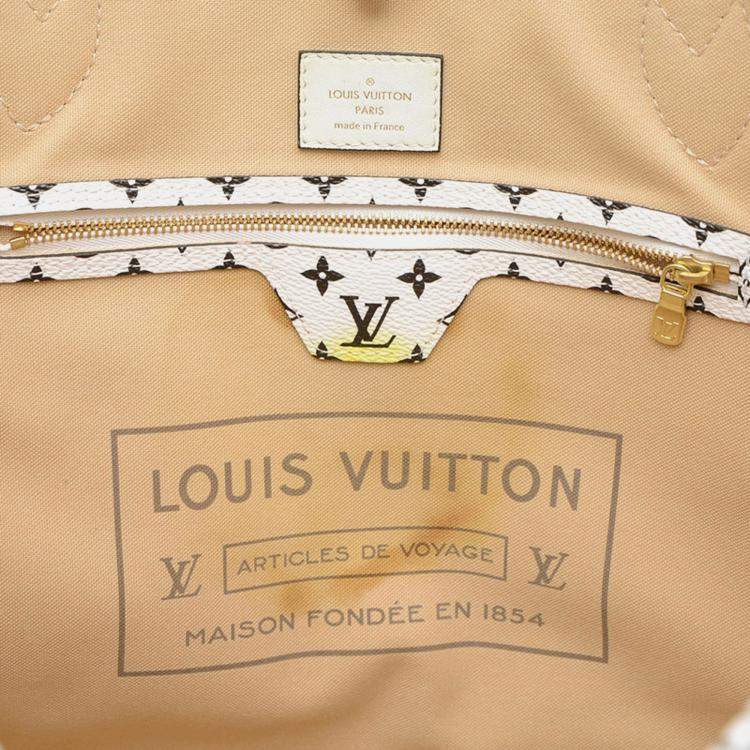 Pre Owned Louis Vuitton Neverfull MM Khaki Monogram Giant Canvas Tote Bag