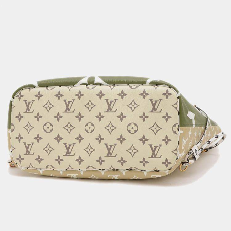 Pre Owned Louis Vuitton Neverfull MM Khaki Monogram Giant Canvas Tote Bag