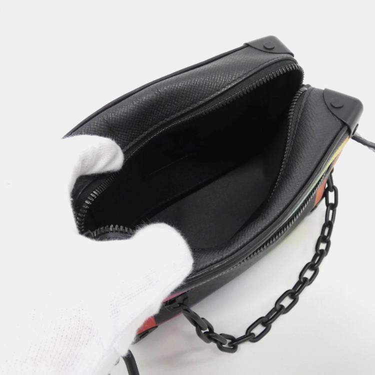 Pre Owned Louis Vuitton Soft Trunk Mini Rainbow Taiga Leather Shoulder Bag