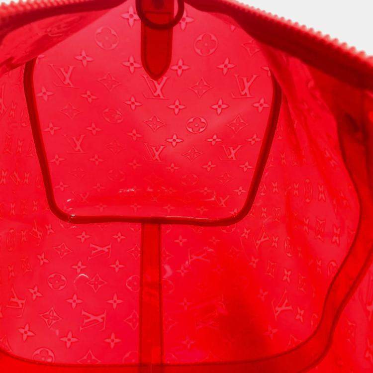 Pre Owned Louis Vuitton Keepall 50 Red Monogram Prism Vinyl PVC Boston Bag