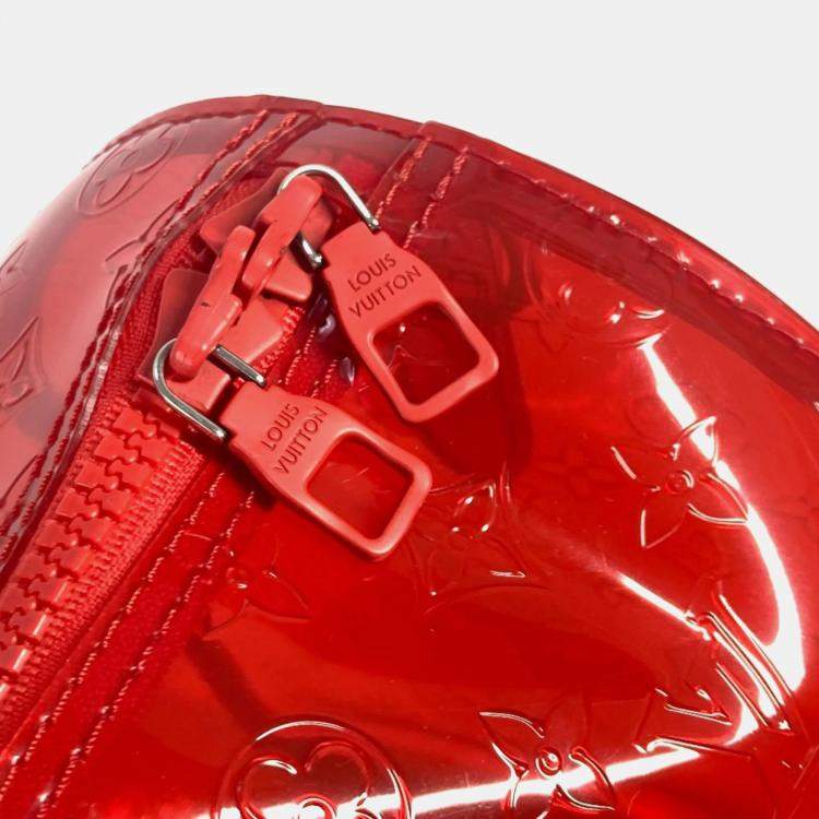 Pre Owned Louis Vuitton Keepall 50 Red Monogram Prism Vinyl PVC Boston Bag