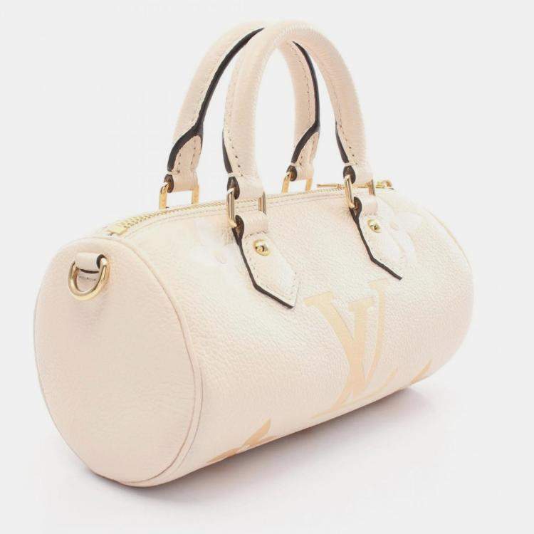 Pre Owned  Louis Vuitton Papillon BB Leather Ivory Beige Monogram Empreinte Creme Saffron Handbag 