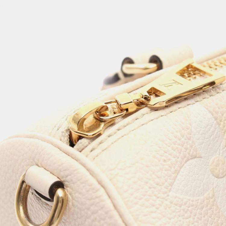 Pre Owned  Louis Vuitton Papillon BB Leather Ivory Beige Monogram Empreinte Creme Saffron Handbag 