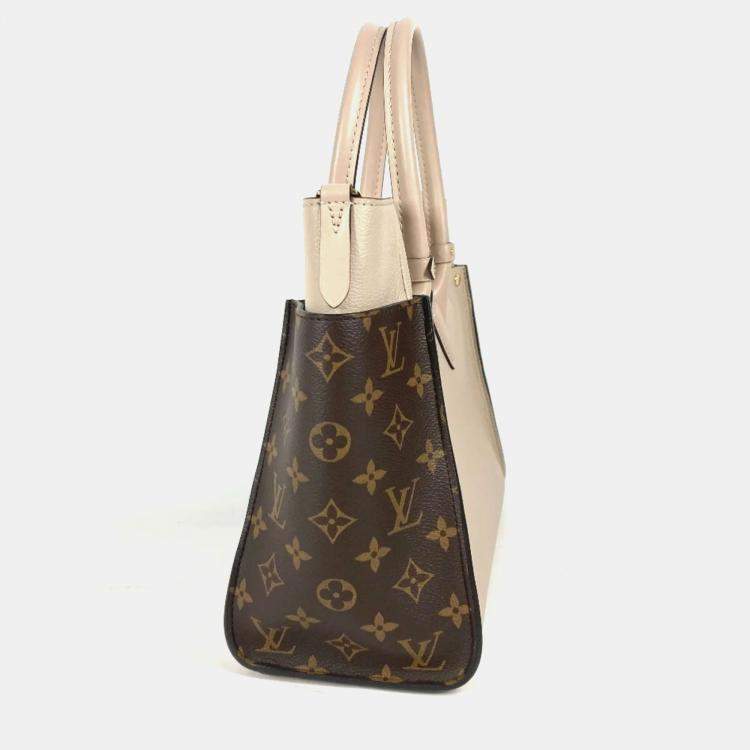 Pre Owned Louis Vuitton On My Side MM Calf Leather Monogram Canvas Shoulder Bag 
