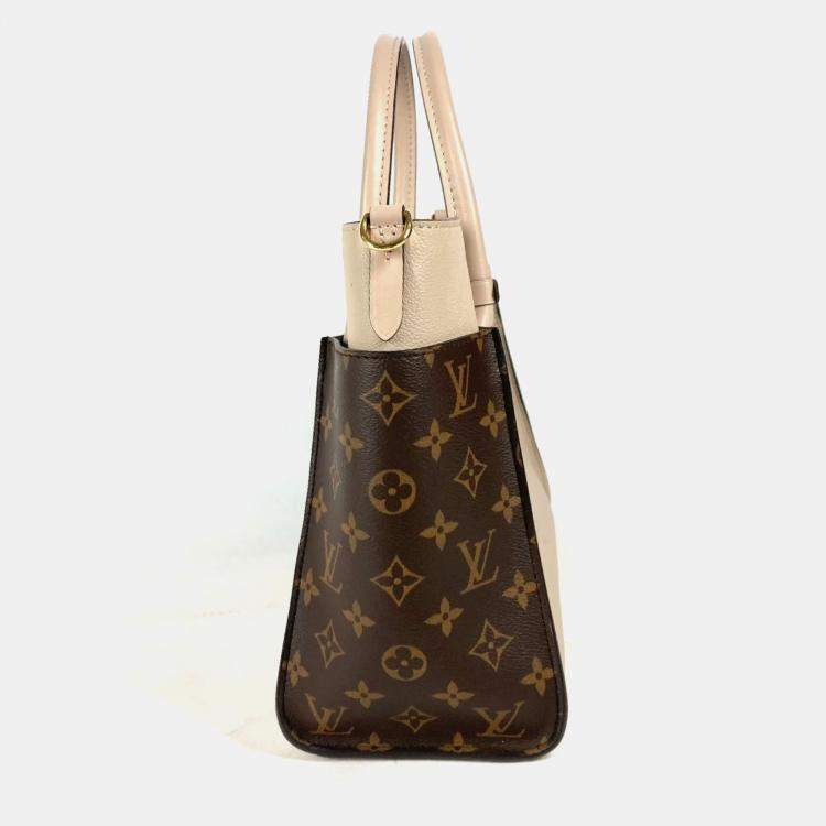 Pre Owned Louis Vuitton On My Side MM Calf Leather Monogram Canvas Shoulder Bag 
