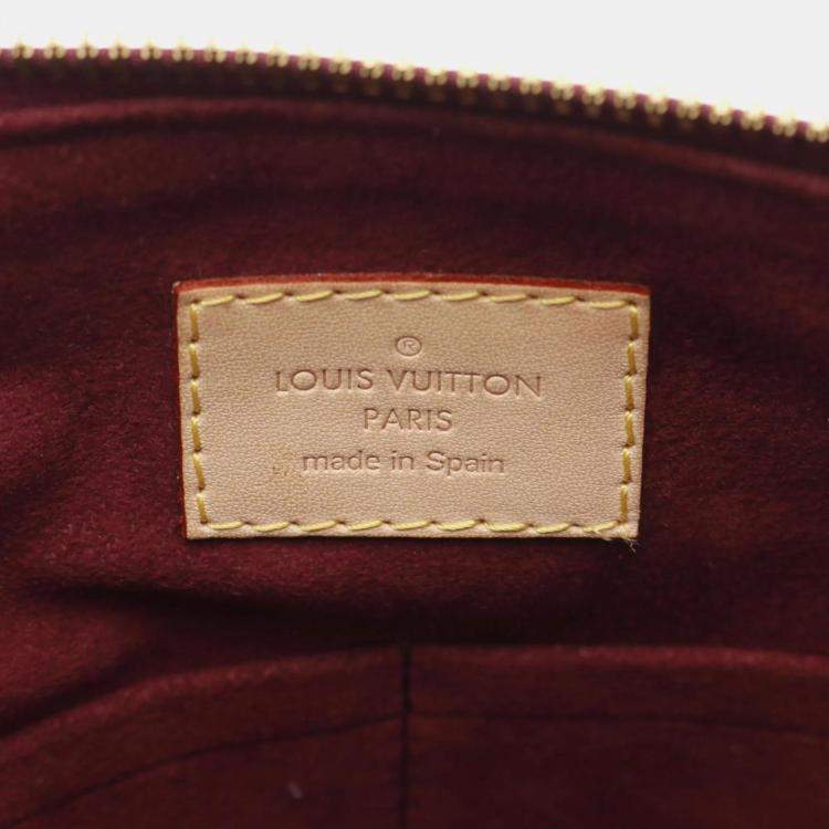 Pre Owned Louis Vuitton Pallas Monogram Aurore Brown Bordeaux Coated Canvas Leather Handbag 