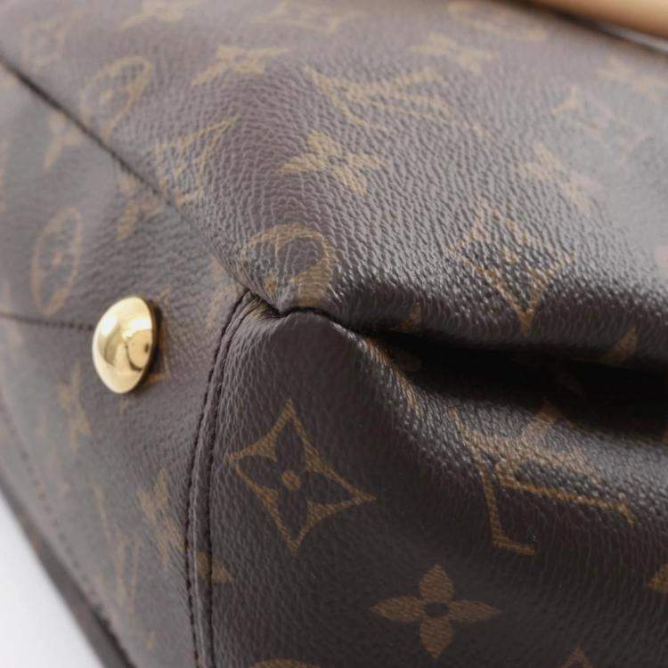 Pre Owned Louis Vuitton Pallas Monogram Aurore Brown Bordeaux Coated Canvas Leather Handbag 
