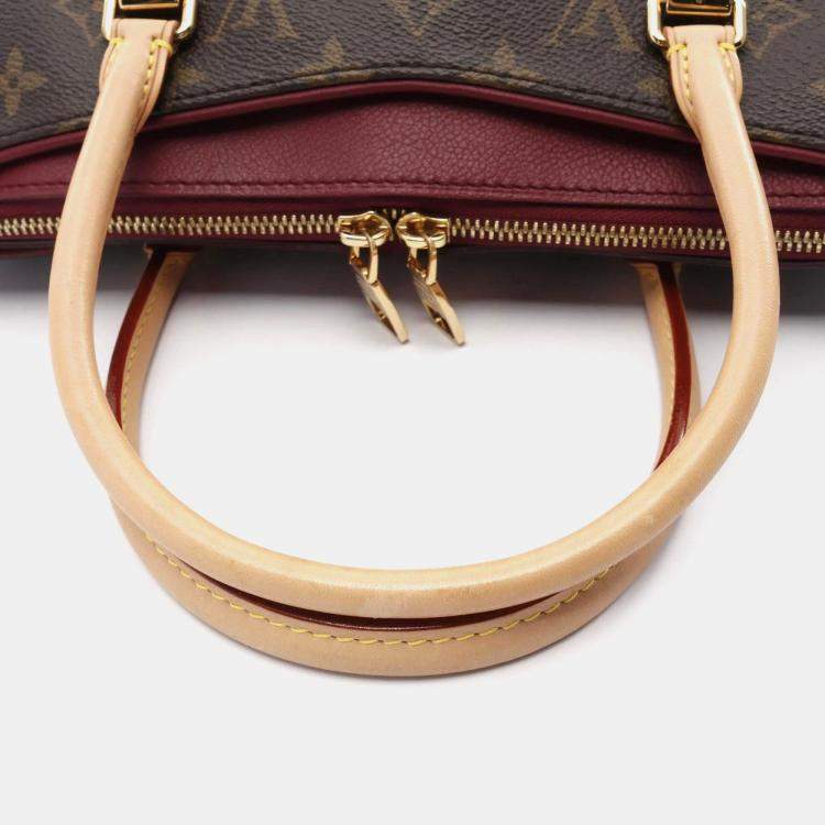 Pre Owned Louis Vuitton Pallas Monogram Aurore Brown Bordeaux Coated Canvas Leather Handbag 