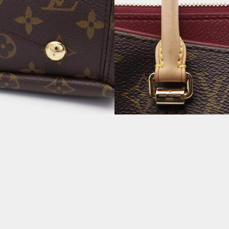 Pre Owned Louis Vuitton Pallas Monogram Aurore Brown Bordeaux Coated Canvas Leather Handbag 