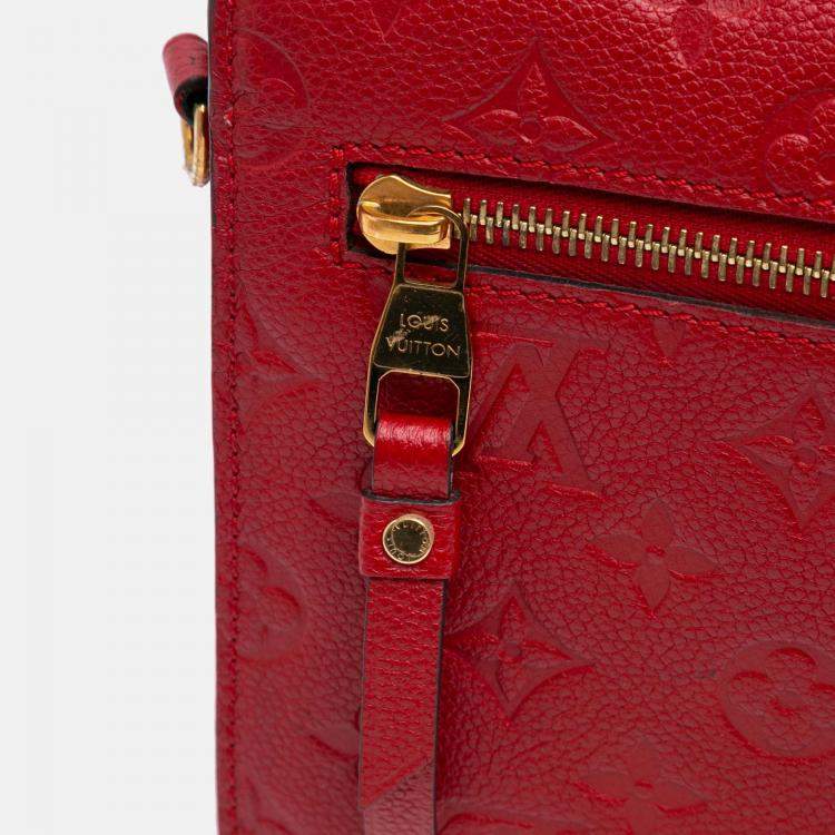 Pre Owned Louis Vuitton Red Monogram Empreinte Pochette Metis