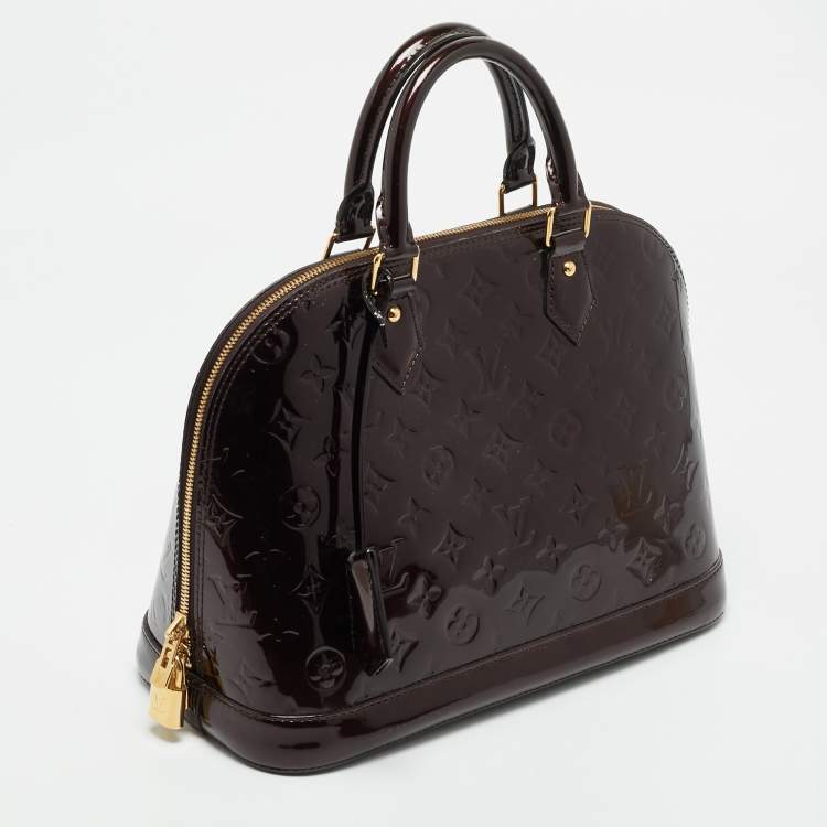 Pre Owned Louis Vuitton Amarante Monogram Vernis Alma PM Bag