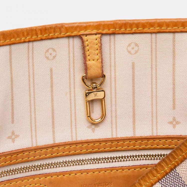 Pre Owned Louis Vuitton White Damier Azur Neverfull MM