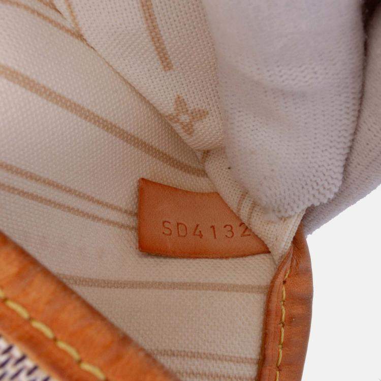 Pre Owned Louis Vuitton White Damier Azur Neverfull MM
