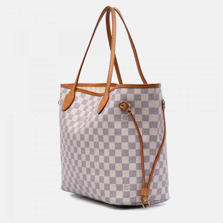 Pre Owned Louis Vuitton Damier Azur Neverfull MM