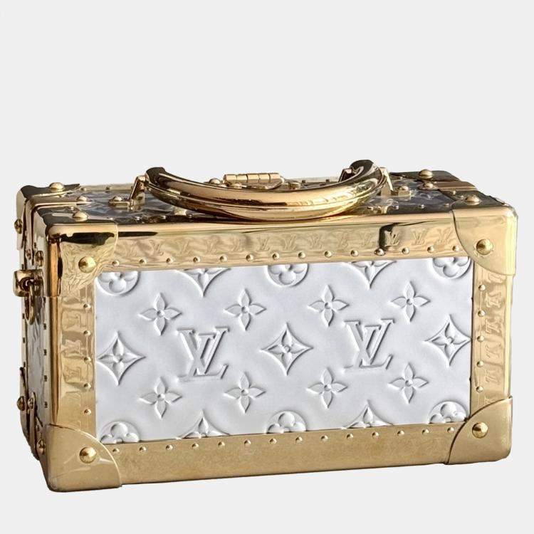 Pre Owned Louis Vuitton Valisette Tresor Sea Gold Sunset White Mini Hard Trunk Runway Piece
