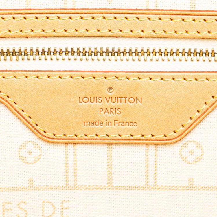 Pre Owned Louis Vuitton Grey White Damier Azur Neverfull MM