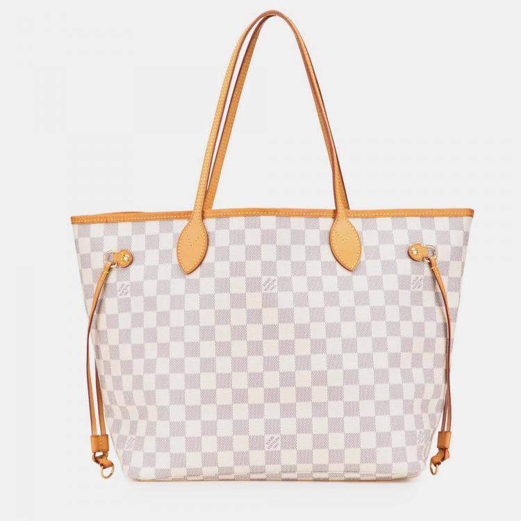 Pre Owned Louis Vuitton Grey White Damier Azur Neverfull MM