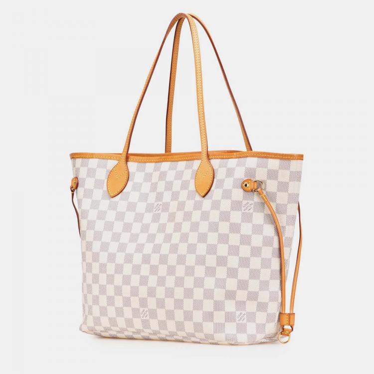 Pre Owned Louis Vuitton Grey White Damier Azur Neverfull MM