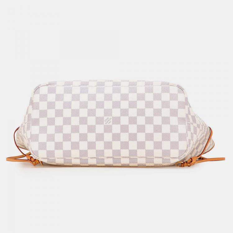 Pre Owned Louis Vuitton Grey White Damier Azur Neverfull MM