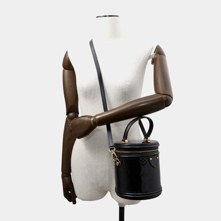 Pre Owned Louis Vuitton Cannes Noir Monogram Vernis Leather Size Pm