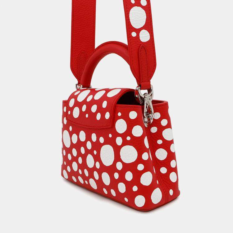 Pre Owned Louis Vuitton Capucines Mini Red Infinity Dot Leather Shoulder Bag