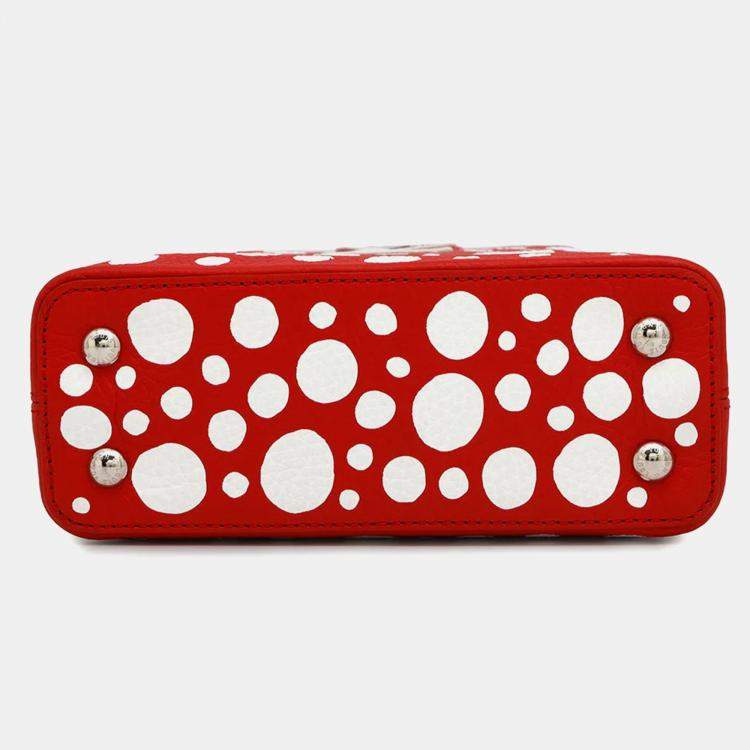 Pre Owned Louis Vuitton Capucines Mini Red Infinity Dot Leather Shoulder Bag