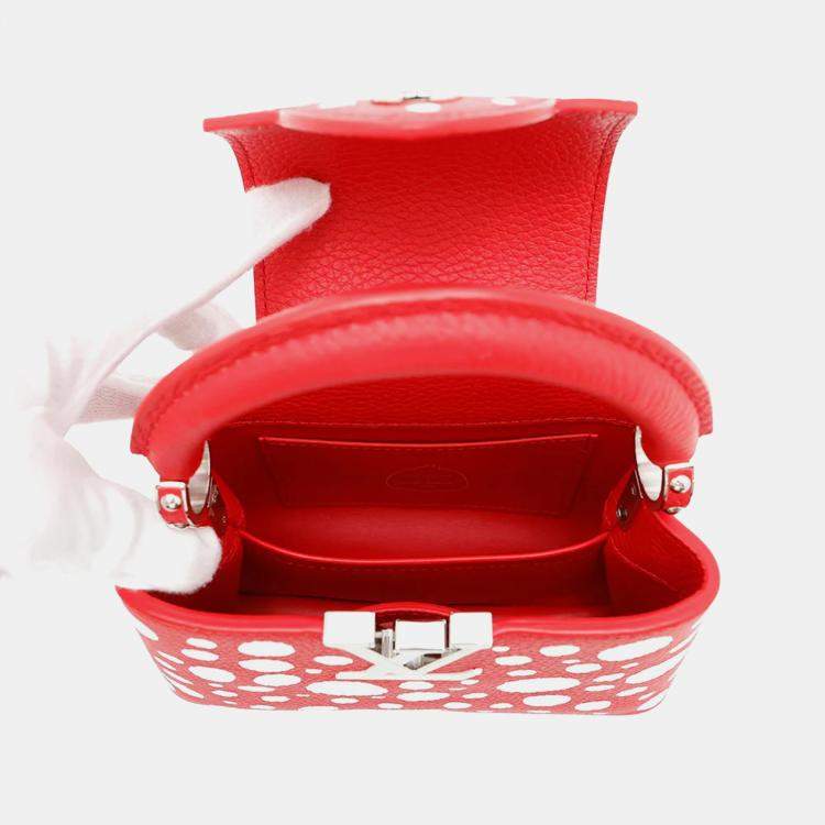 Pre Owned Louis Vuitton Capucines Mini Red Infinity Dot Leather Shoulder Bag