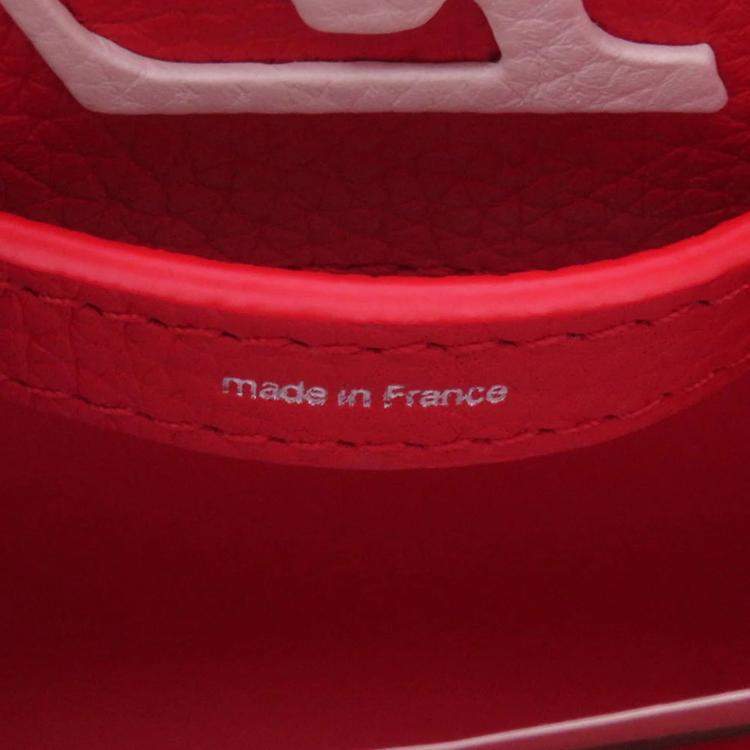 Pre Owned Louis Vuitton Capucines Mini Red Infinity Dot Leather Shoulder Bag