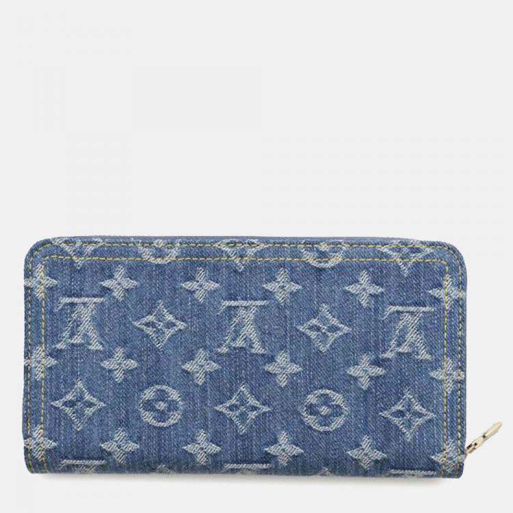 Pre Owned Louis Vuitton Blue Takashi Murakami Monogram Cherry Denim Zippy Wallet