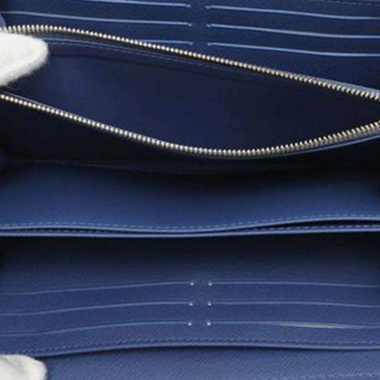 Pre Owned Louis Vuitton Blue Takashi Murakami Monogram Cherry Denim Zippy Wallet