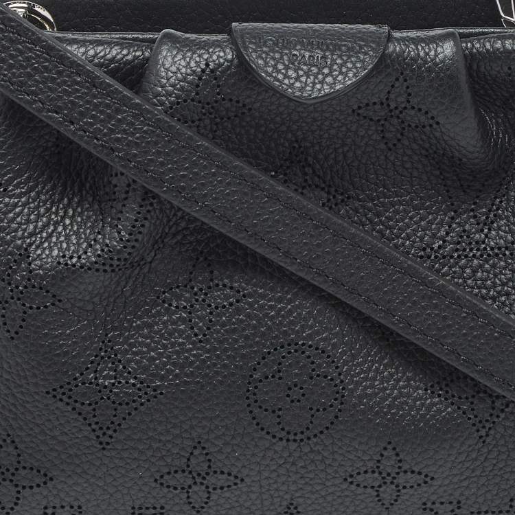 Pre Owned Louis Vuitton Black Monogram Mahina Leather Mini Scala Pouch