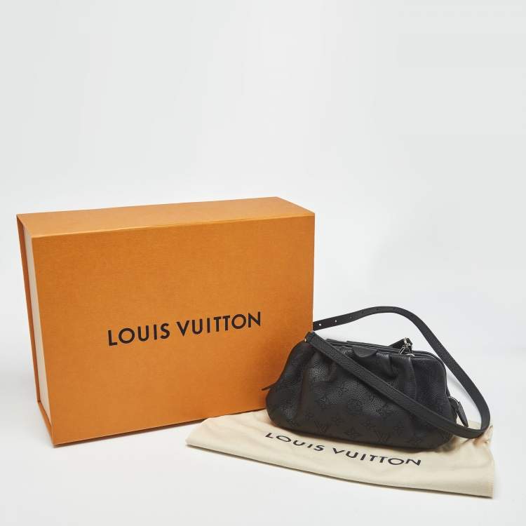 Pre Owned Louis Vuitton Black Monogram Mahina Leather Mini Scala Pouch