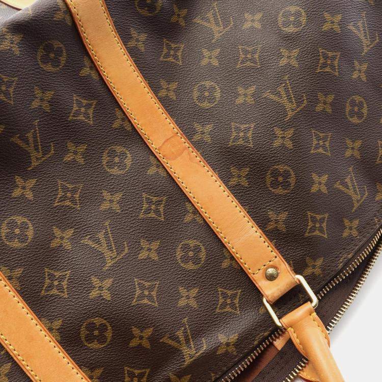 Pre Owned Louis Vuitton Keepall Bandouliere 60 Brown Monogram Canvas Travel Bag