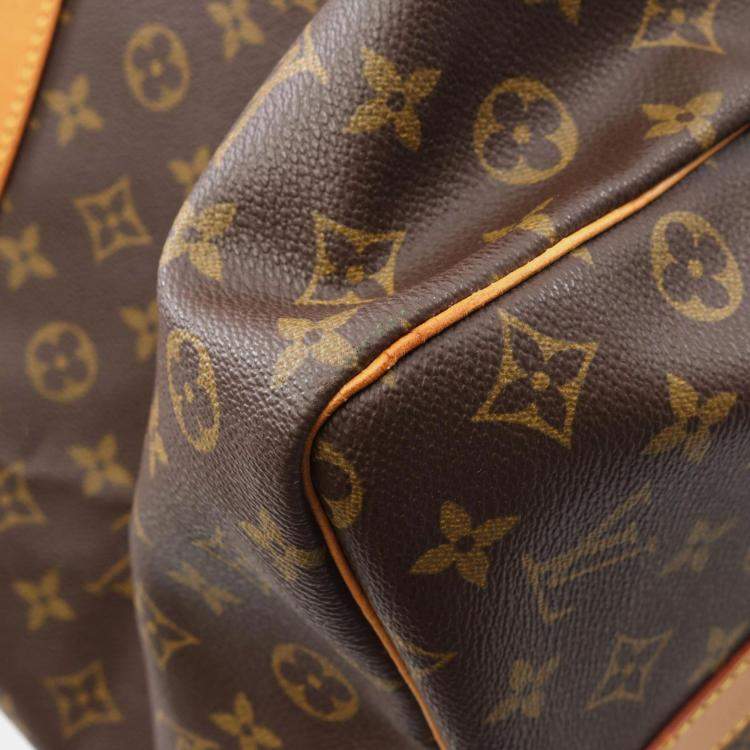 Pre Owned Louis Vuitton Keepall Bandouliere 60 Brown Monogram Canvas Travel Bag
