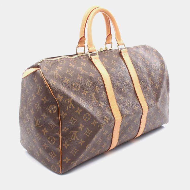 Pre Owned Louis Vuitton Keepall 45 Brown Monogram Canvas Travel Bag