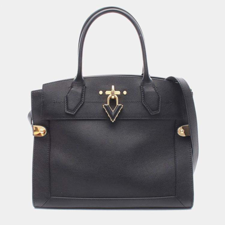 Pre Owned Louis Vuitton Steamer MM Black Leather Shoulder Bag